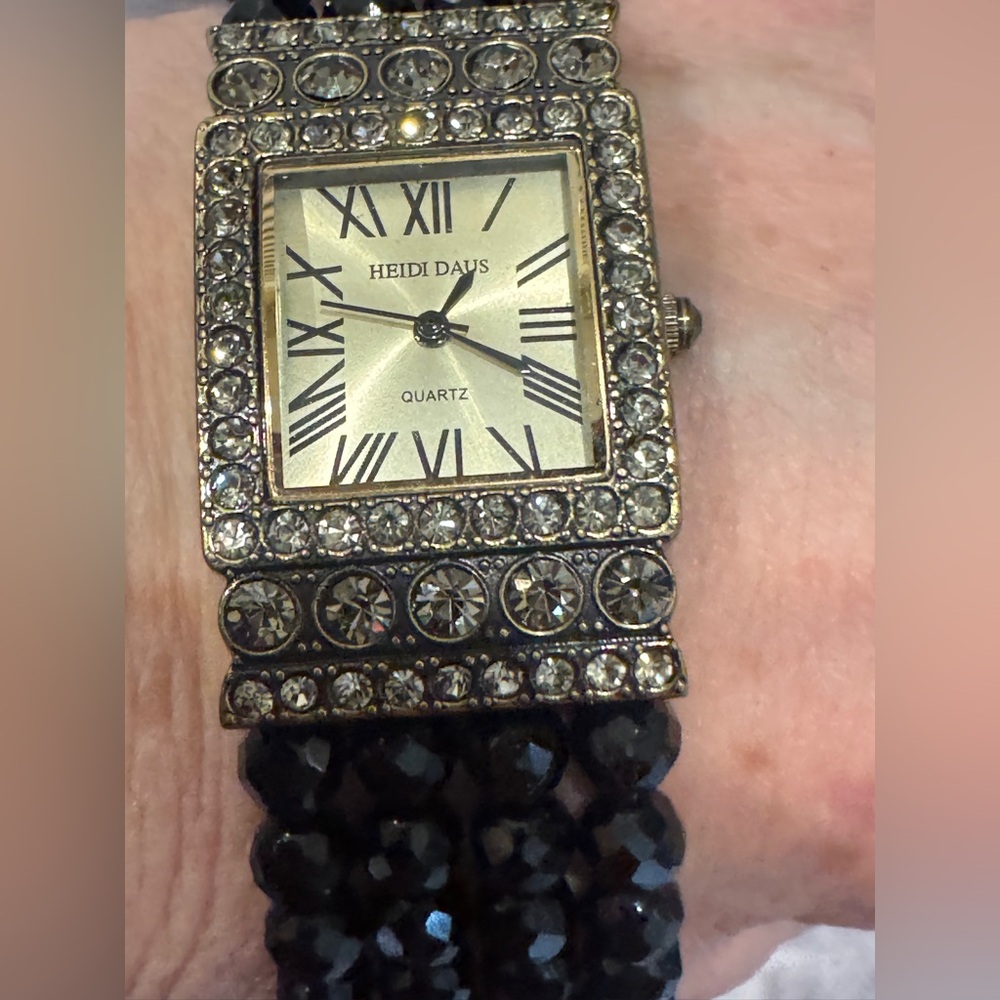 Heidi Daus Gold and Black Beaded Watch